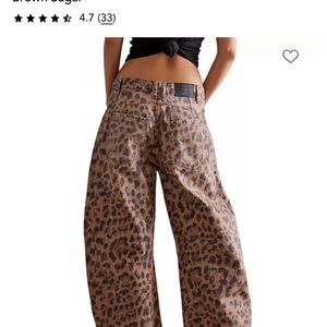 Free people brown sugar Leopard barrel Pants